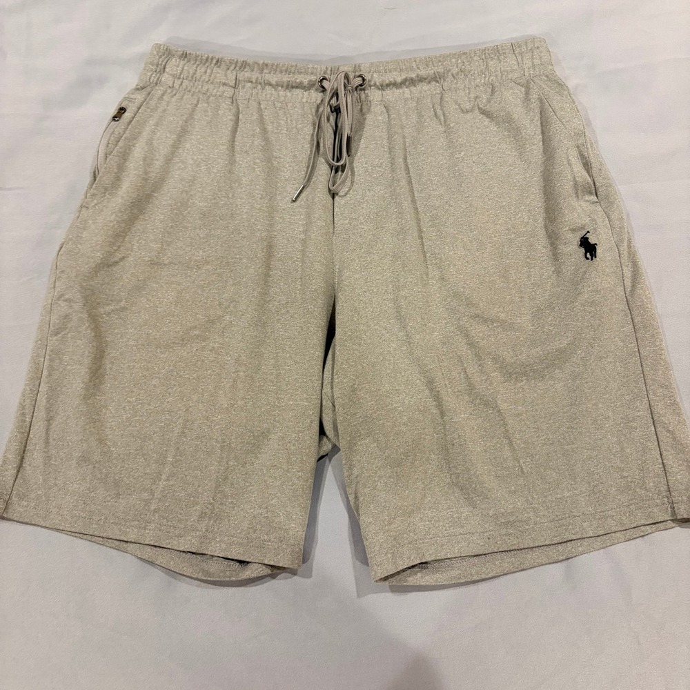 Polo Ralph Lauren Mens Heather Gray Performance Shorts Drawstring Size XL Gym